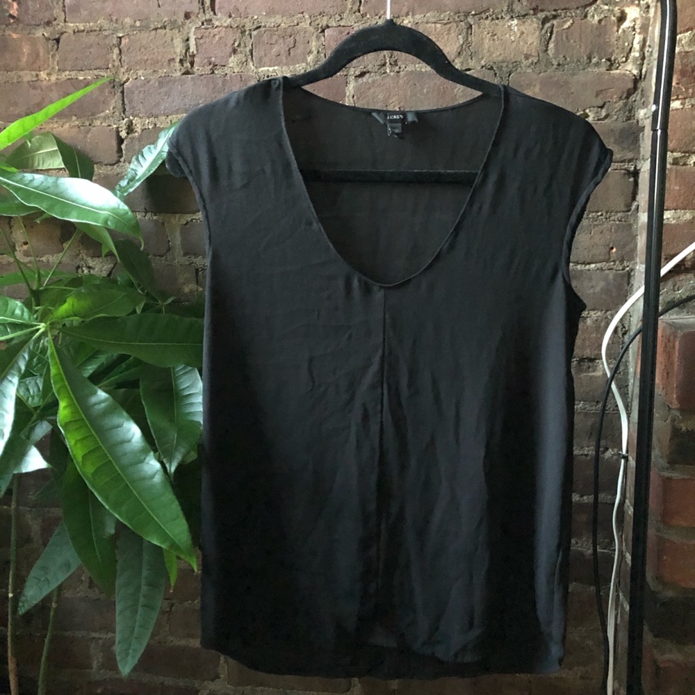 J.Crew Black solid scoop neck top